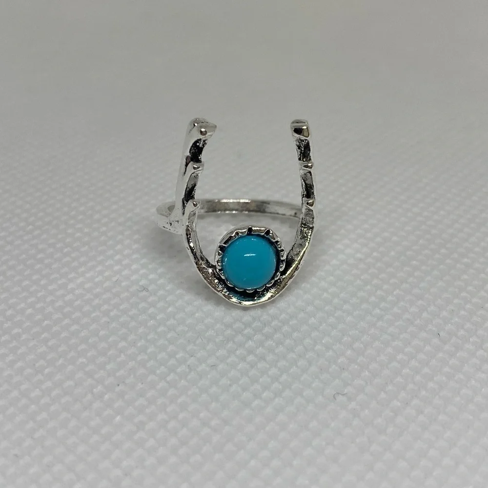 Southwest Style Turquoise Antlers Ring